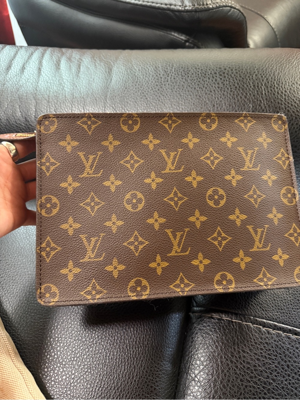 Louis Vuitton Monogram Canvas Zip Pouch in Brown and Gold